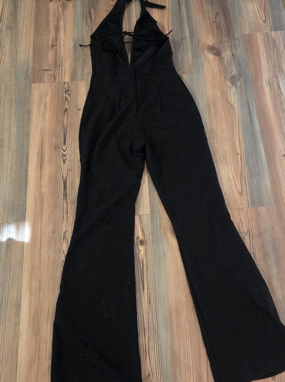 Source Unknown Black Halter-Neck Wide-Leg Jumpsuit - Picture 7 of 9